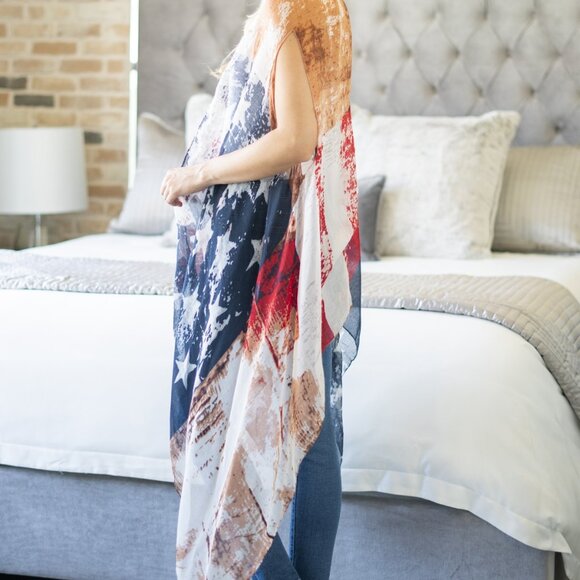 Abstract USA Flag Vest/Kimono - Picture 2 of 2